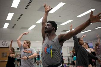 UTeach Dance; dancers practicing in studio dance spaces 