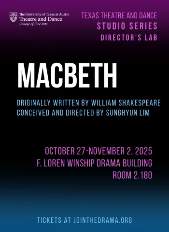 Black, blue and purple graphic for the Studio Series production of MACBETH