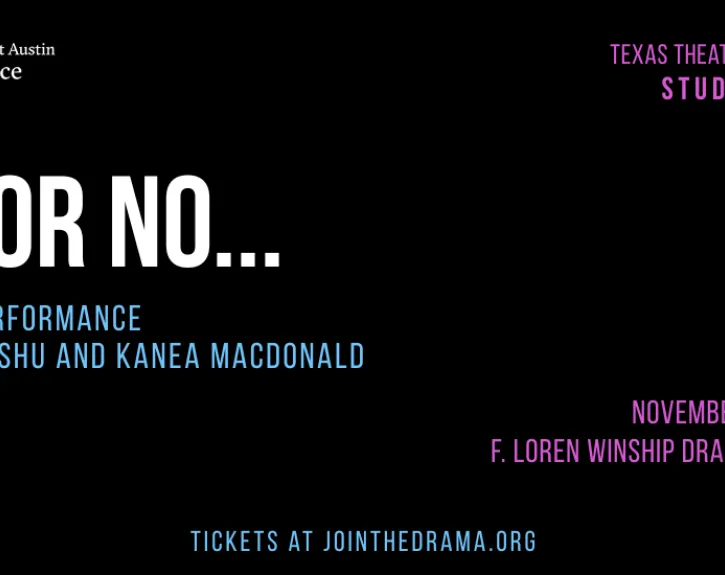 A black, purple and light blue graphic for the Studio Series production of YES OR NO...