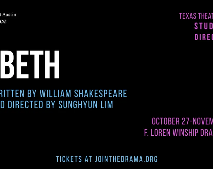 Black, blue and purple graphic for the Studio Series production of MACBETH