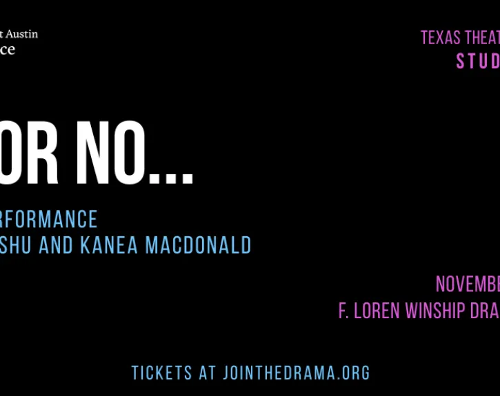 Black, blue and purple graphic for the Studio Series production of YES OR NO...