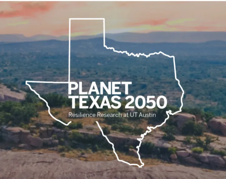 A graphic of a landscape with the state of Texas