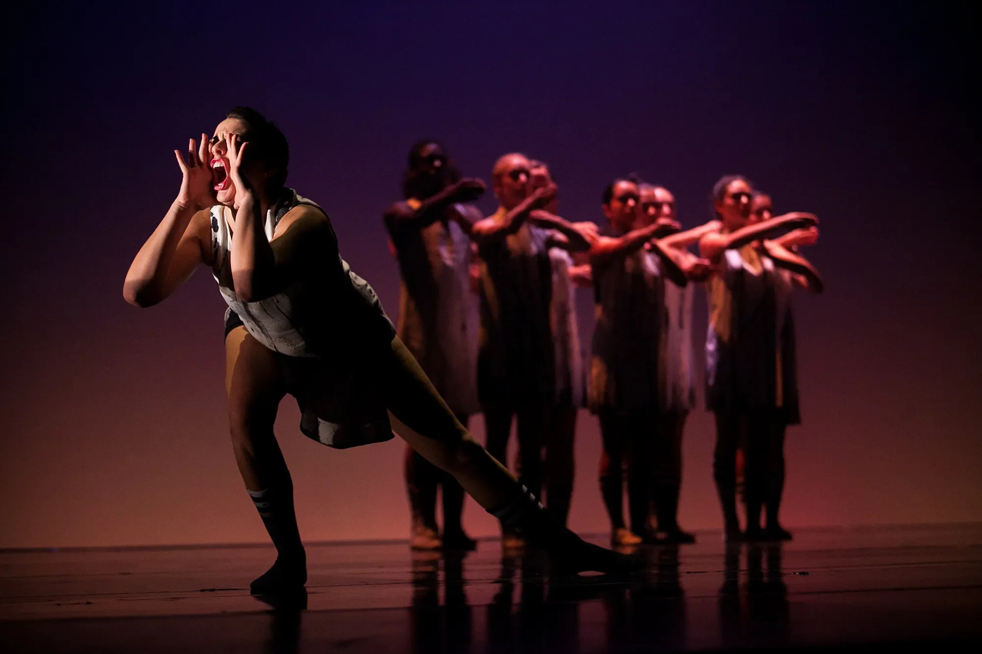 "Seen But Not Heard" by Hunter Sturgis, performed in "Fall for Dance"; Photo: Lawrence Peart woman with hands around her mouth