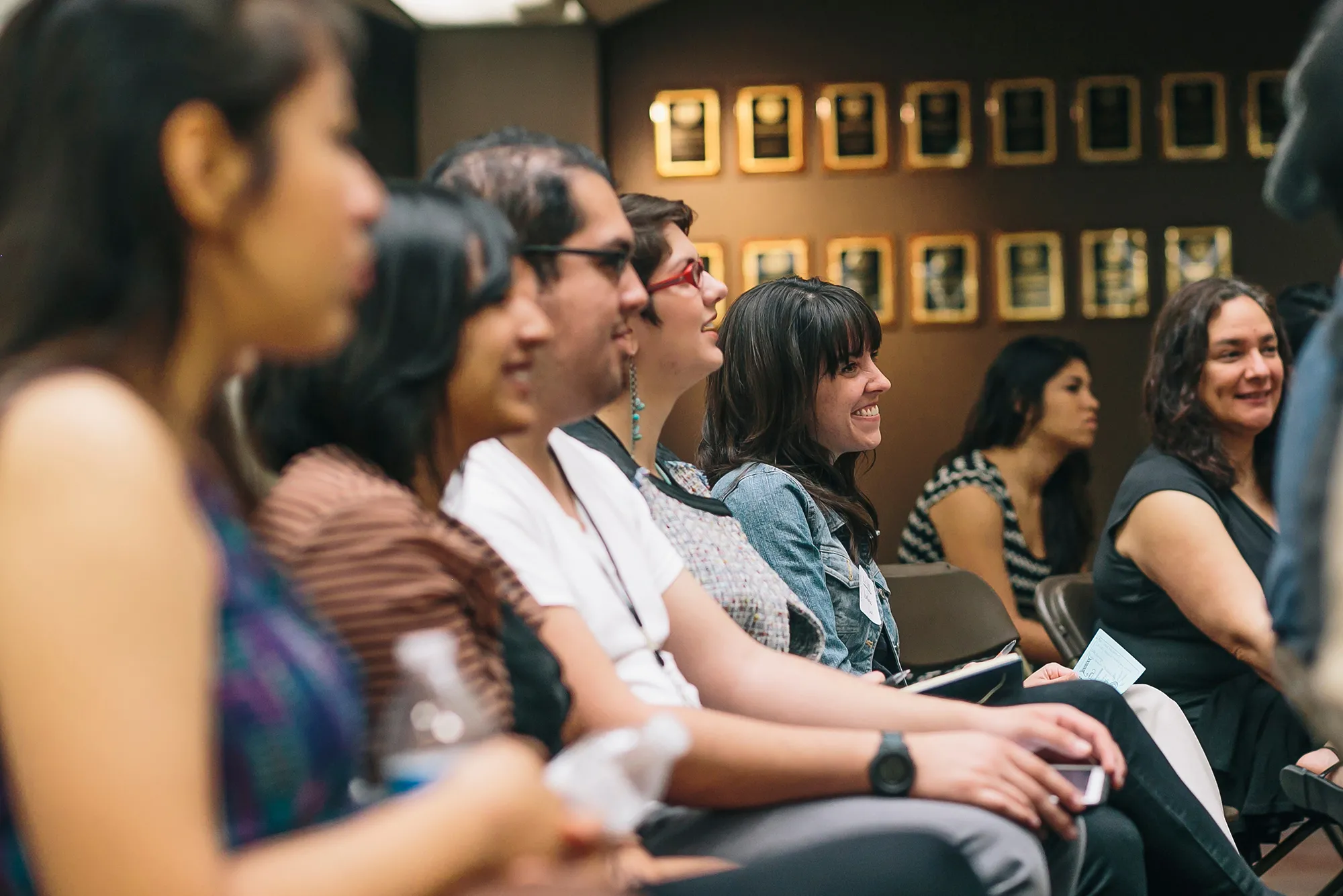 group of people listening