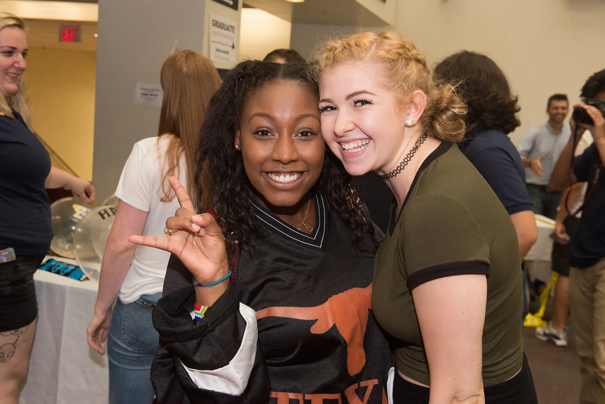 two women smiling