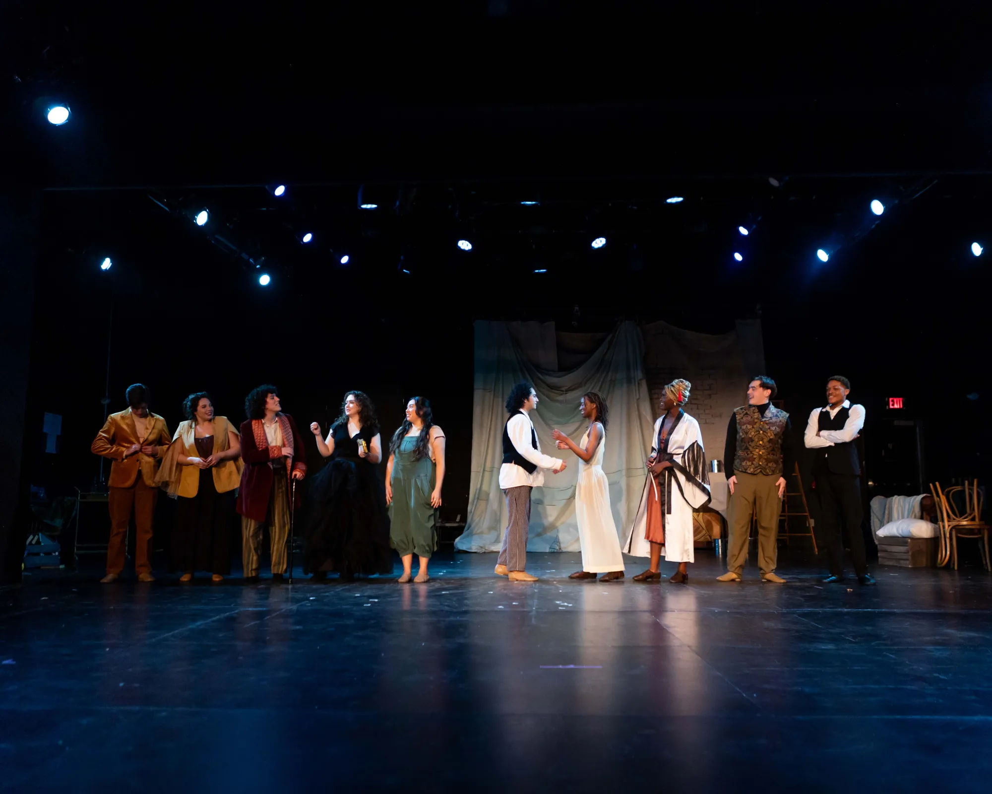 The play is falling away. Who stands before us in one line is no longer the characters of The Seagull or Once in a Hundred Years. It is instead the actors themselves, but the play - the play still goes on...