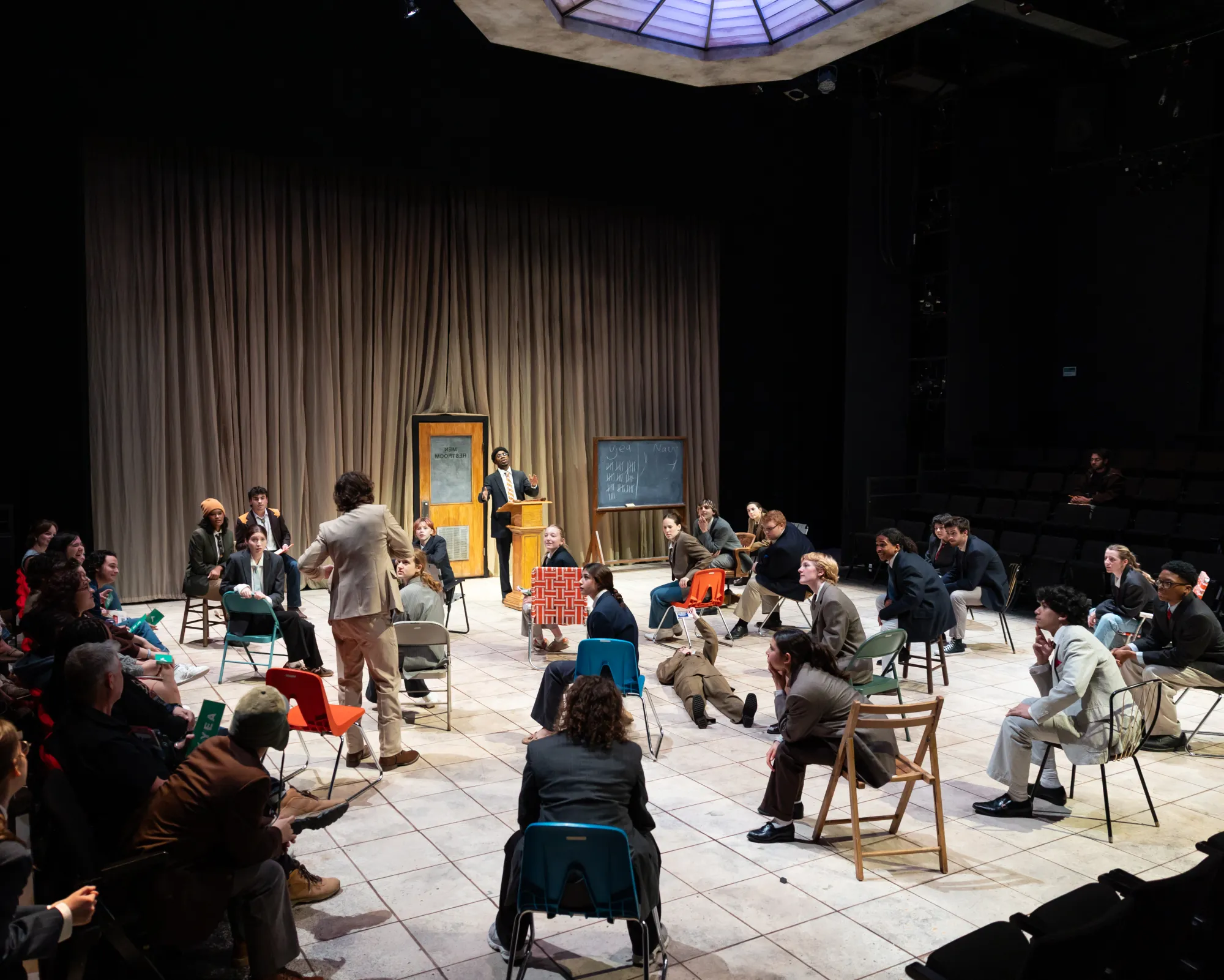 A group of senators looks attentively