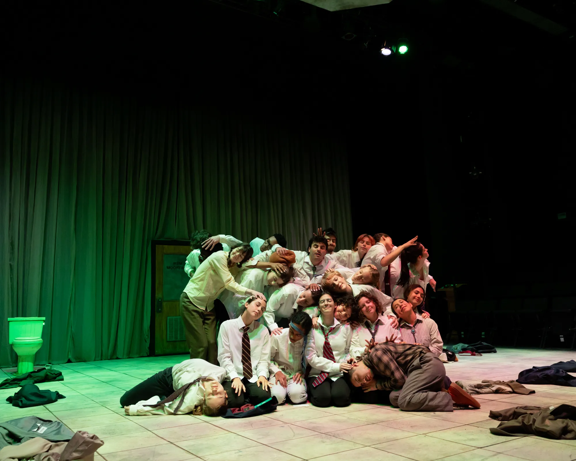 A group of senators cuddles