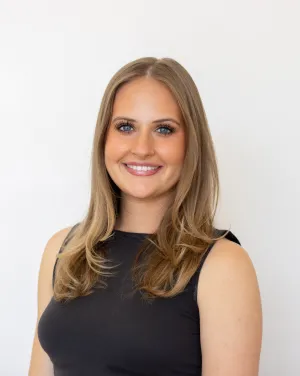 Woman with blonde hair smiling