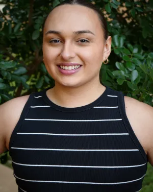 Woman in striped shirt