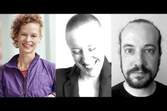 three headshots lined up horizontally for Leah Cox, Erica Gionfriddo and Eliot Gray Fisher