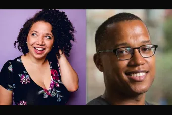 Felicia Fitzpatrick headshot and Branden Jacobs-Jenkins headshot