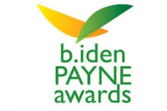 payne award logo gold and green with bird swoop