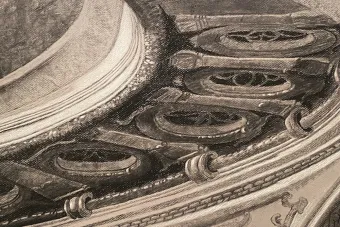 MGM Hollywood backdrop architectural detail charcoal value study