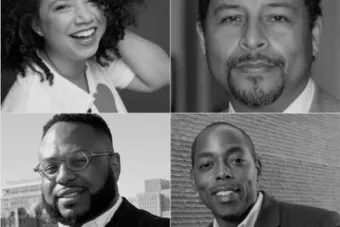 Felicia Fitzpatrick headshot, Jim Joseph headshot, Dr. Desmond Upton Patton headshot and Edward Poteat headshot