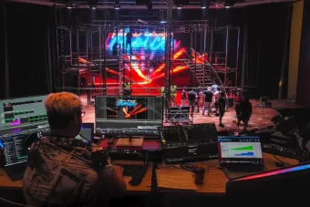 Jackson overlooks a neon set