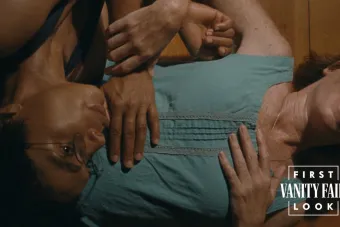 Still from Annie Baker's film JANET PLANET, featuring two actors laying down, one with their face leaning on the other