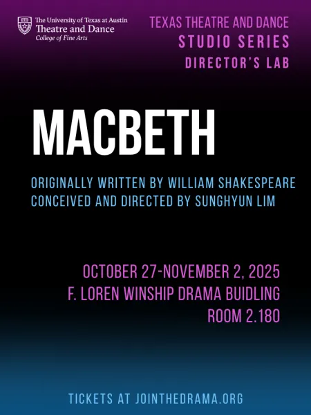 Black, blue and purple graphic for the Studio Series production of MACBETH