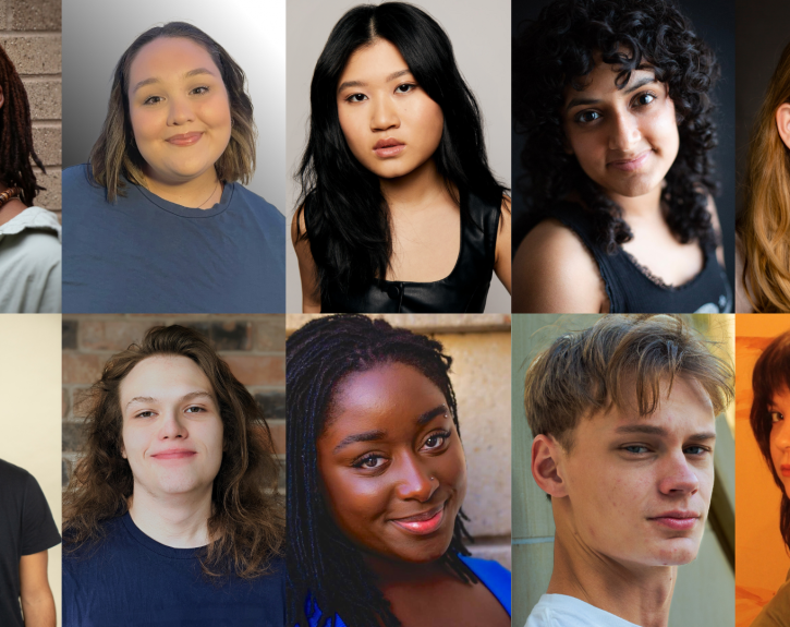 Visit the Theatre and Dance blog to meet the cast of UTNT 2024. Pictured are the casts of the productions Pretend it's Pretend and Choreomaniac 1518, arranged in two horizontal rows. In the top row, from left to right, is Eian Johnson, Angela Mata, Mia Hsiung Nguyen, Carlise Rosa and Emma Dodds. In the bottom row, from left to right, is Adam Flores Jr., Joe Adkins, Shalom Onuorah, Oliver Aaro and Penny Lou Zimmerman.