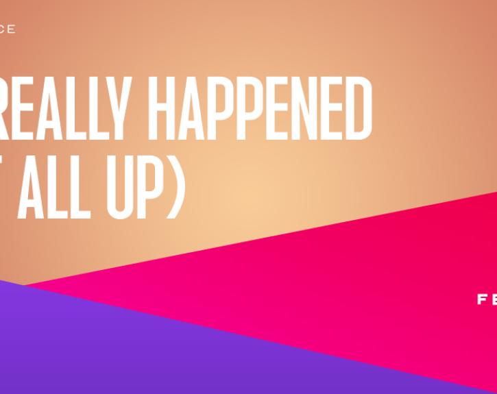 orange, pink and purple graphic for THIS ALL REALLY HAPPENED (I MADE IT ALL UP) by Leo Briggs