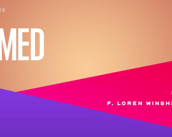 An orange, pink and purple graphic for PRESUMED, created and directed by Yuge Ma