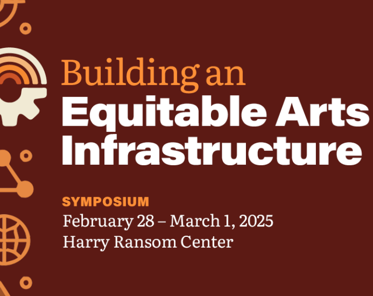 Burgundy and orange graphic for the Building an Equitable Arts Infrastructure Symposium