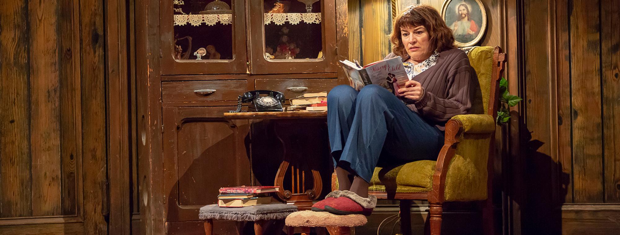 Barbara Chisholm in Cincinnati Playhouse in the Park’s 2018 production of Misery; Photo: Mikki Schaffner Woman reading worriedly