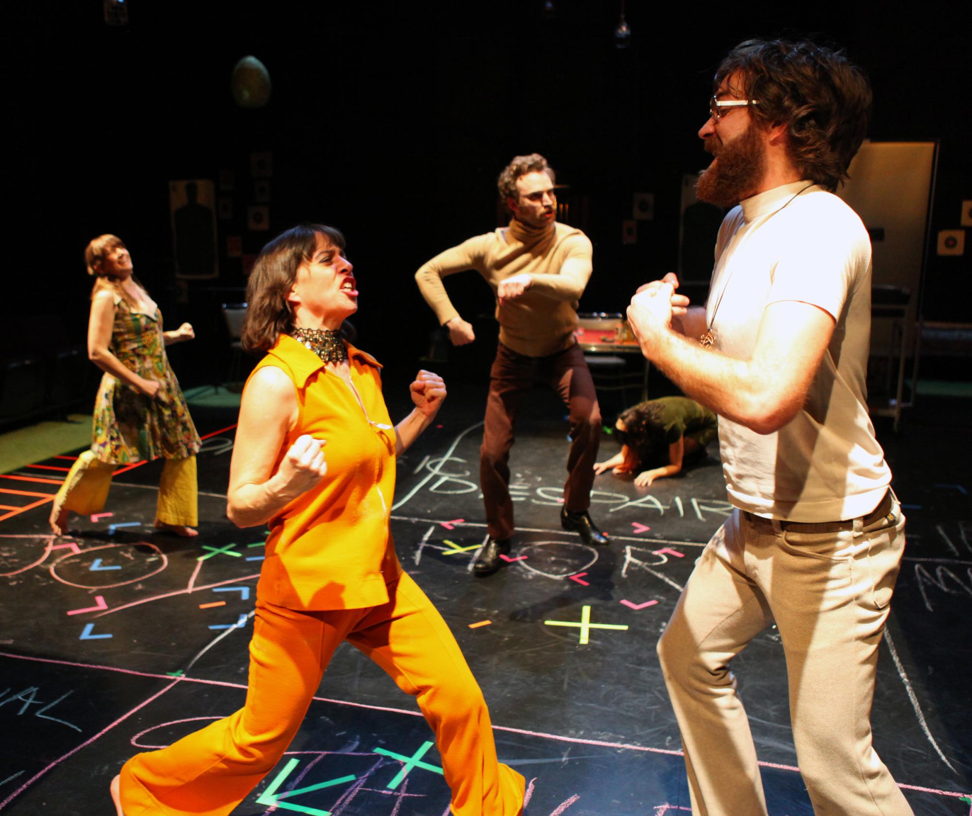 Featured L to R: Hannah Kenah, Lana Lesley, Jason Liebrecht, Shawn Sides, Thomas Graves Humana Festival of New American Plays, 2010, Actors Theatre of Louisville Photo: Alan Simons Rude Mechs Austin