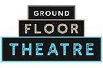 white logo with the words "Ground Floor Theatre" stacked on top of each other