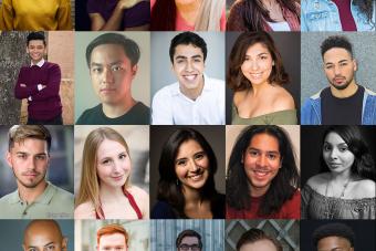 headshots for 20 actors, organized with five across and four down