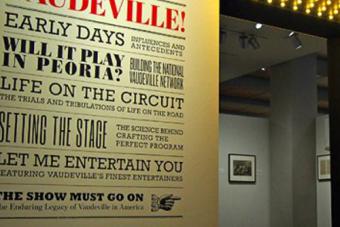 Entryway of gallery with Vaudeville! sign