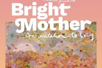 pink graphic for BRIGHT MOTHER: AN INVITATION TO BEING with watercolor flowers on it
