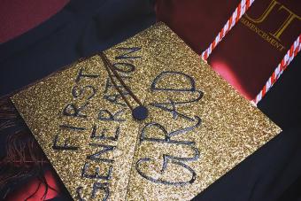 graduation cap that says First Generation Grad