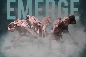 emerge event image teal with dancers in smoke