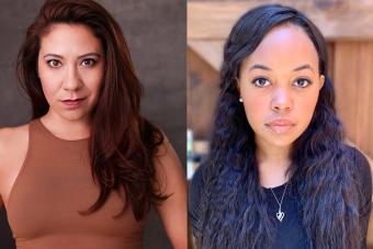 Headshots for alumni Amanda Salazar and Ashley Bowen, both of whom have joined Great River Shakespeare Festival's 2023 company