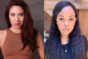 Headshots for alumni Amanda Salazar and Ashley Bowen, both of whom have joined Great River Shakespeare Festival's 2023 company