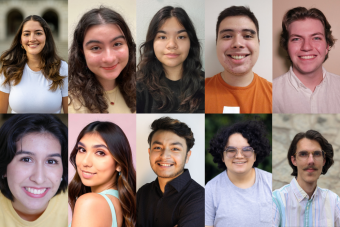 Meet the cast of The Smartest Girl in the World. 10 headshots of the cast organized in 2 rows with 5 headshots per row. 