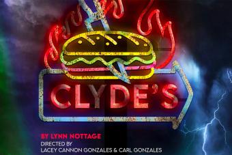 A neon sign for a sandwich shop called Clyde's from Lynn Nottage's play CLYDE'S